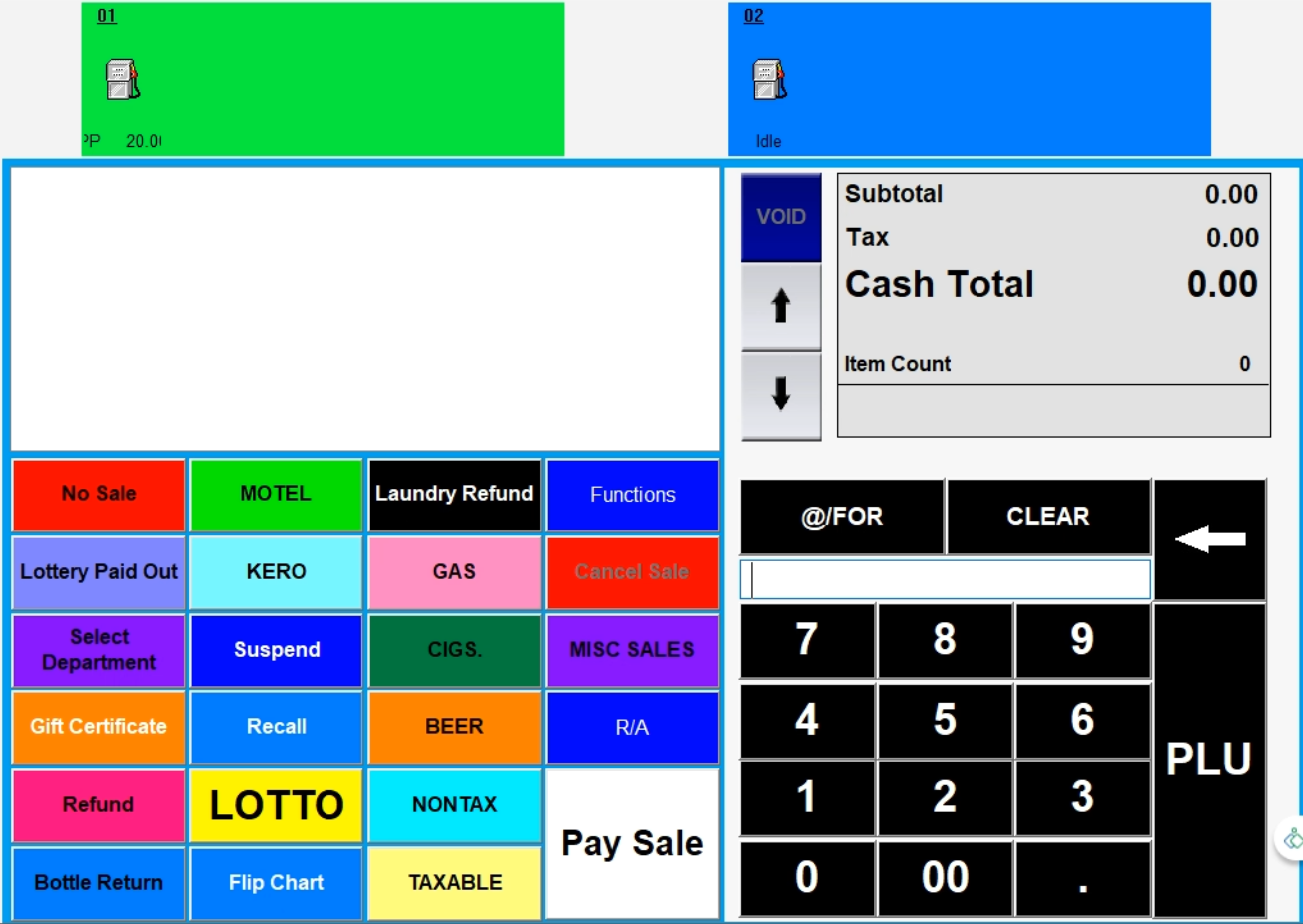 Diamondscan POS customized for a gas station and convenience store